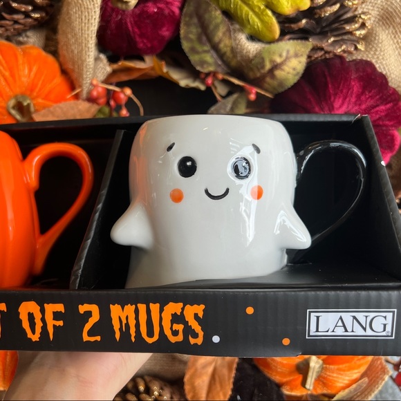 ✨NEW🎃LANG set of two Halloween mugs of ghost and Jack o lantern👻 - Picture 3 of 10